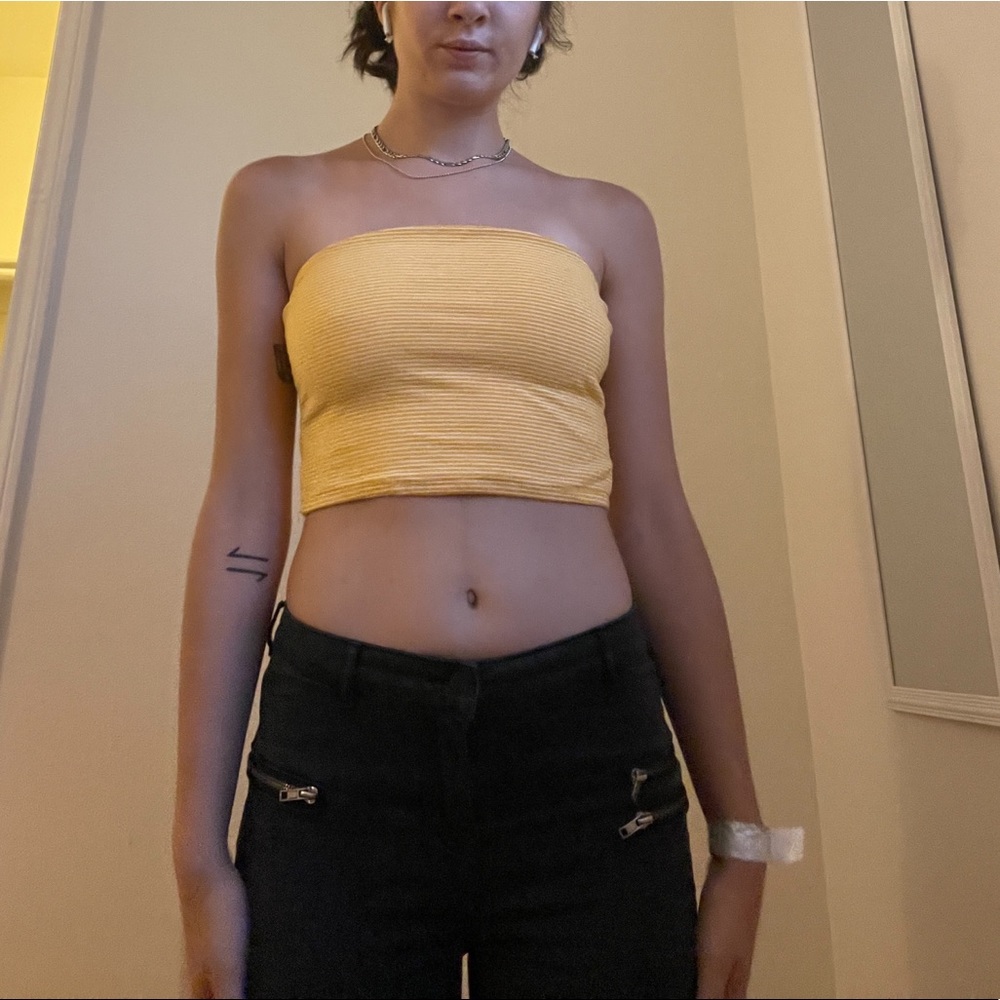 Yellow striped Tube Top